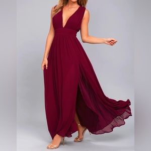 LuLu’s Heavenly Hues Burgundy Maxi Dress - SM